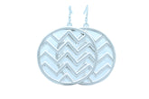Silver Metal Big Hoop Round Chevron Trendy Earrings Set